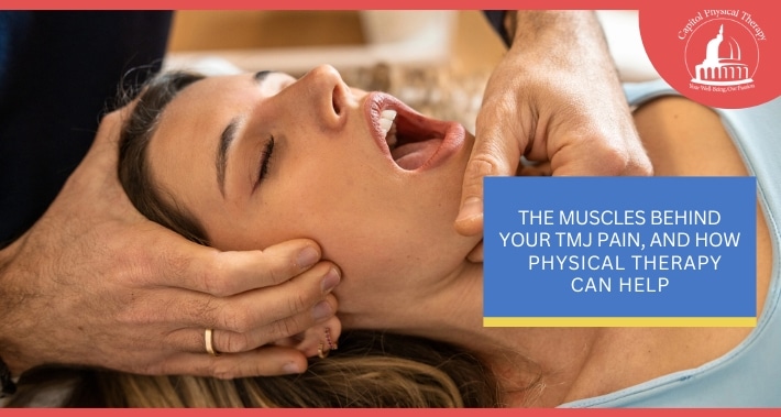 Physical therapist assessing jaw movement and TMJ muscles during treatment for jaw pain | The Muscles Behind Your TMJ Pain, and How Physical Therapy Can Help | Capitol Physical Therapy | Washington DC Physical Therapists